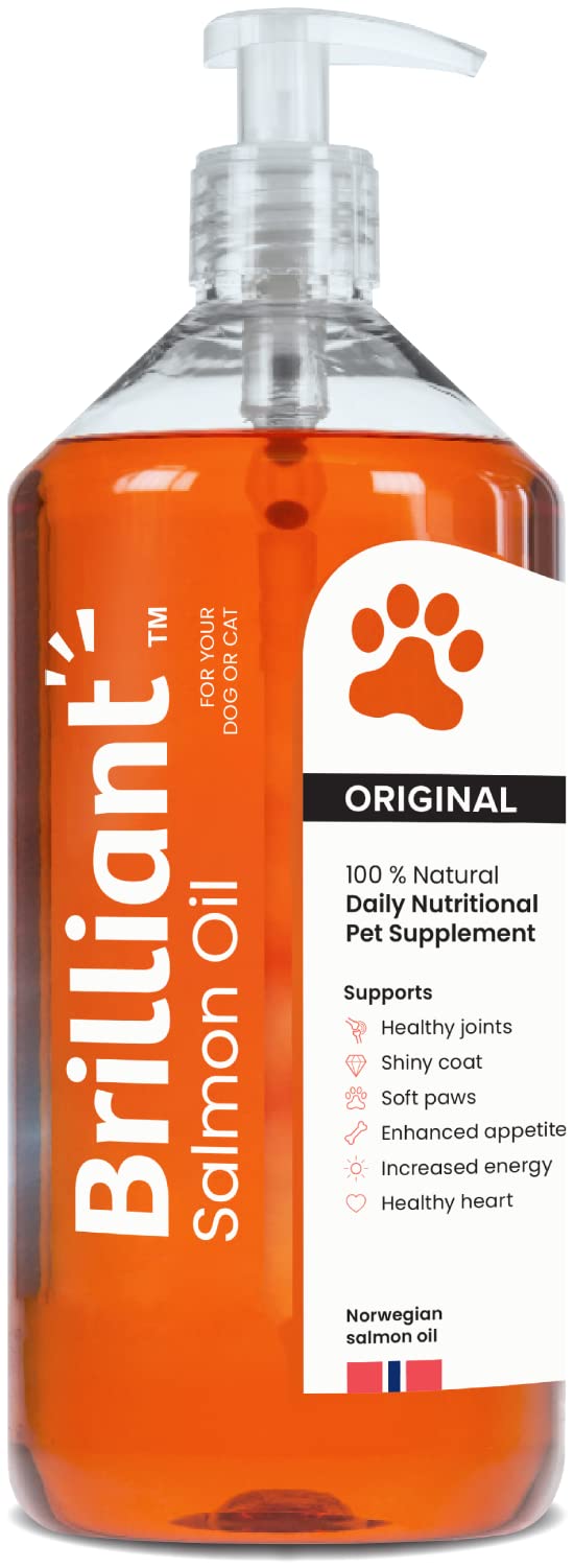 Brilliant Salmon Oil for Dogs, Cats, Puppy, Horse, Ferret & Pets - Pure Omega 3, 6 & 9 Fish Oil Food Supplement | Treats Itchy Skin, Joint Care, Heart Health & Natural Coat Hofseth BioCare