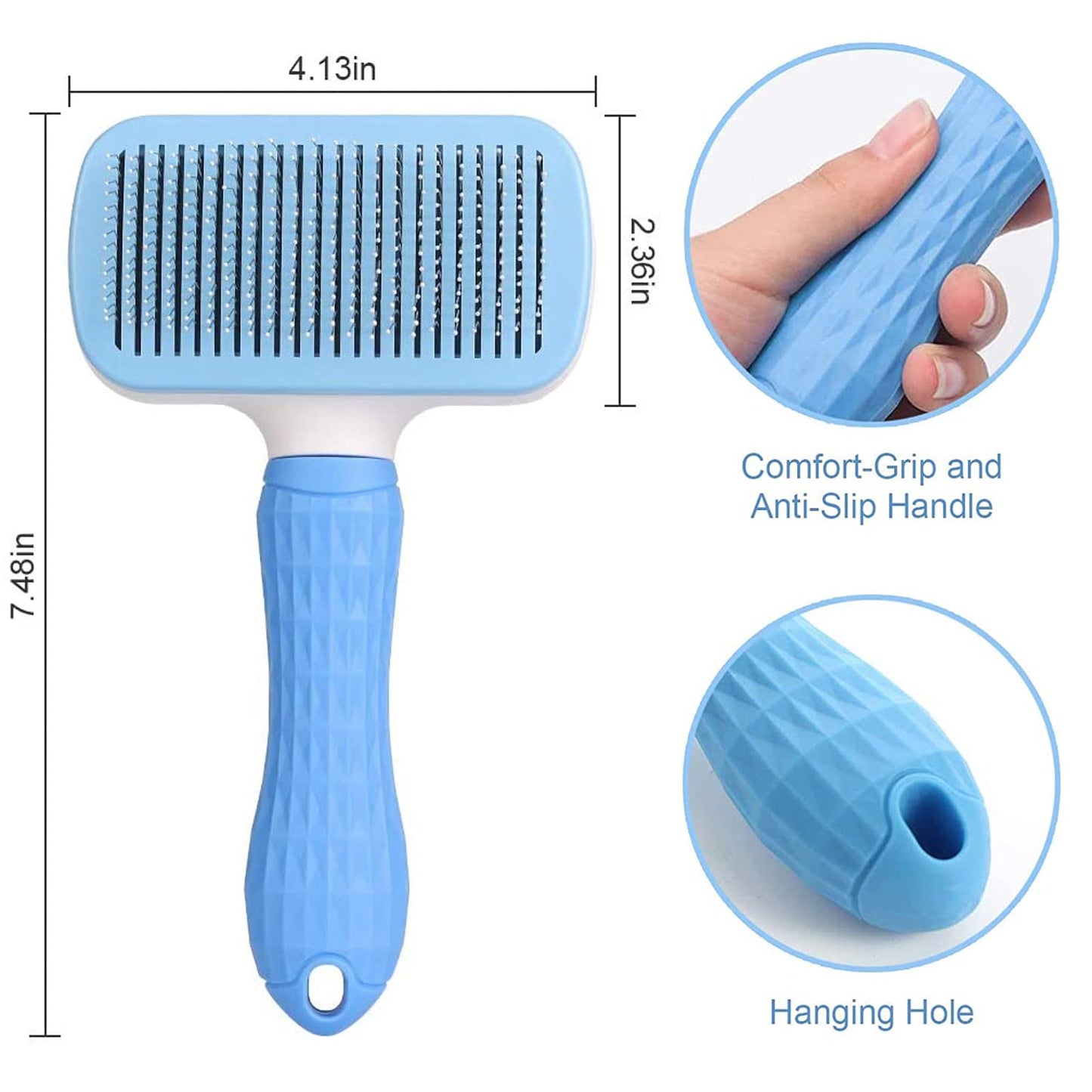 Dog Brush Cat Brush Grooming Comb,Self Cleaning Cat Dog Slicker Brushes with Smooth handle,Pet Grooming Tool with Cleaning Button for Cat Dog Shedding Brush Cat Dog Massage Clean Tangled Brush