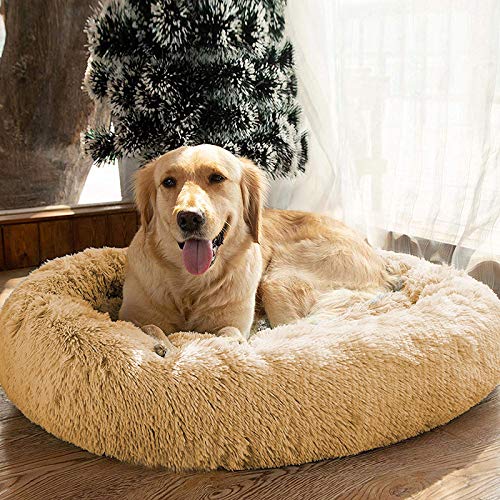 Mirkoo Round Dog Bed Cuddler Washable Round Pet Bed for Cats and Medium Dogs Comforting Dog Bed