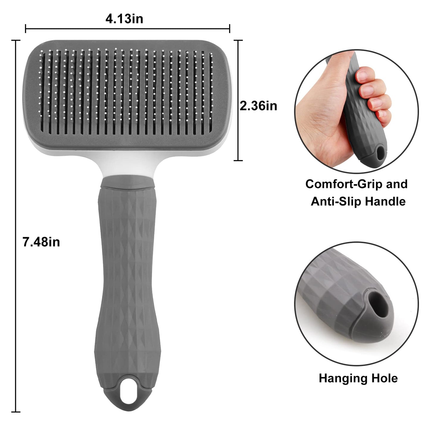 Dog Brush Cat Brush Grooming Comb,Self Cleaning Cat Dog Slicker Brushes with Smooth handle,Pet Grooming Tool with Cleaning Button for Cat Dog Shedding Brush Cat Dog Massage Clean Tangled Brush
