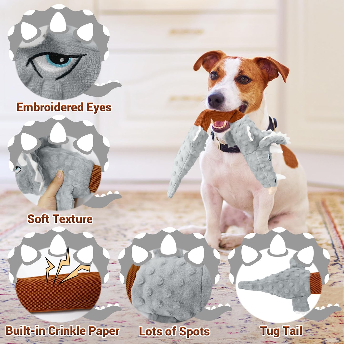 ROSAUI Dog Toys, 2PCS Plush Squeaky Cockatoo Dog Toy - Interactive and Dental Cleaning Pet Chew Toy for All Breed Sizes Dog