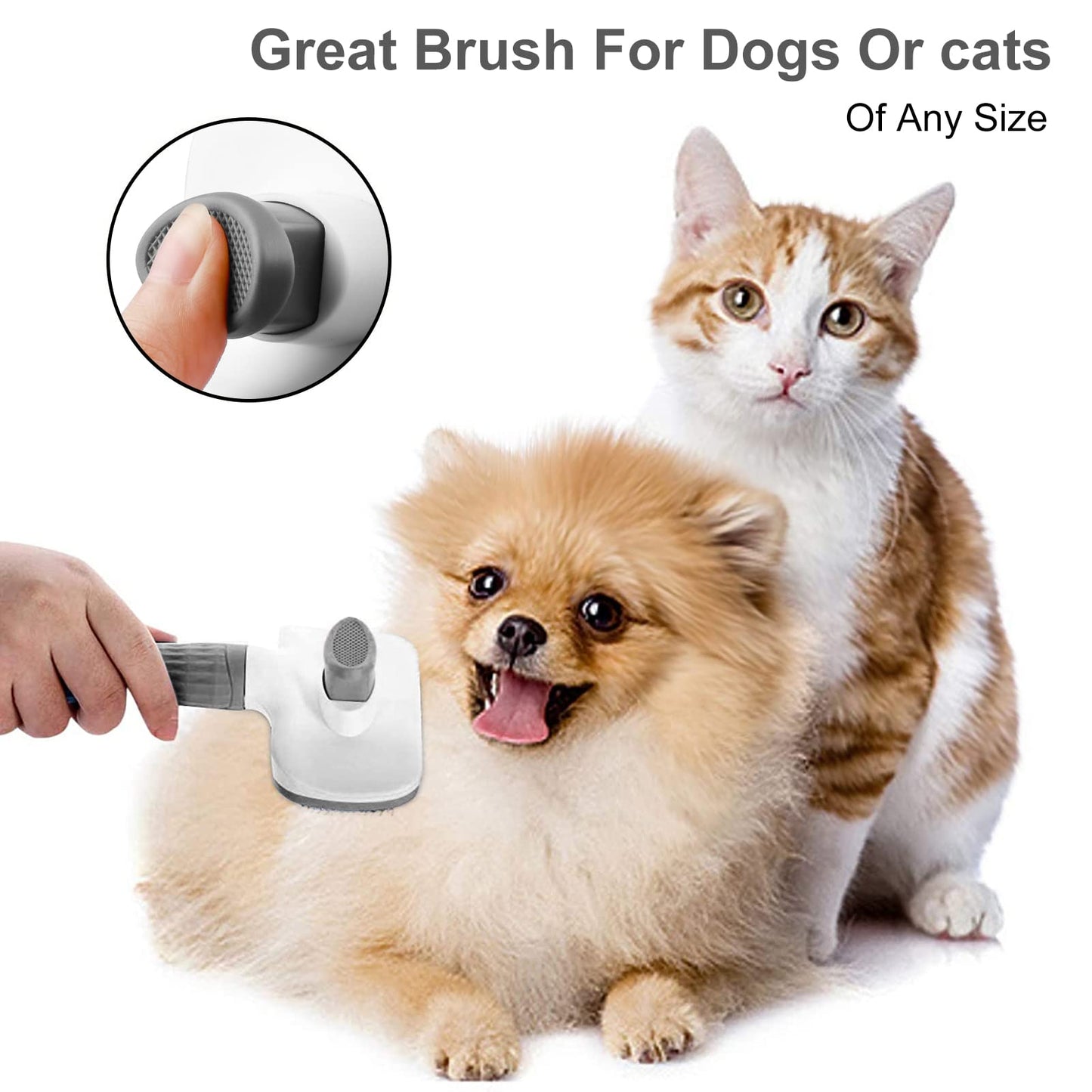 Dog Brush Cat Brush Grooming Comb,Self Cleaning Cat Dog Slicker Brushes with Smooth handle,Pet Grooming Tool with Cleaning Button for Cat Dog Shedding Brush Cat Dog Massage Clean Tangled Brush