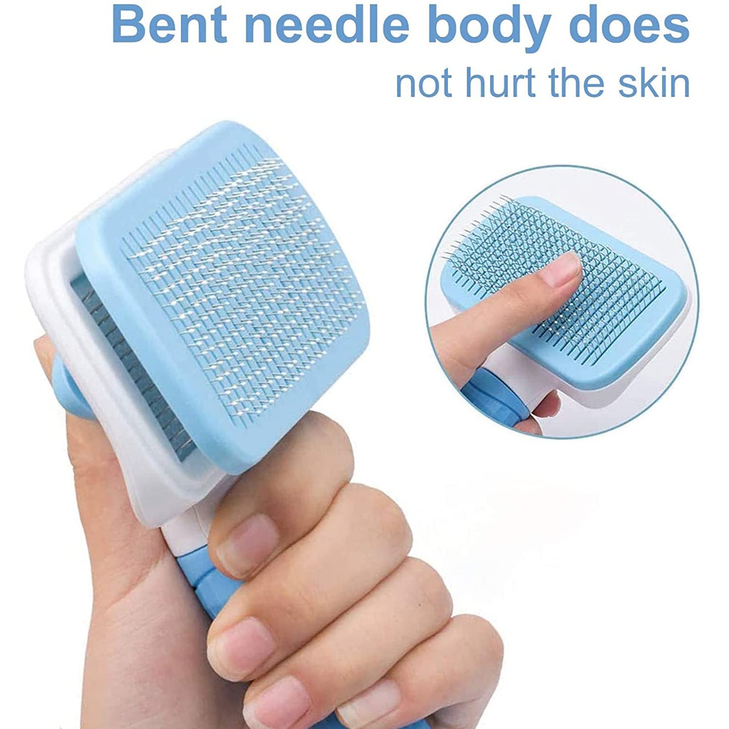 Dog Brush Cat Brush Grooming Comb,Self Cleaning Cat Dog Slicker Brushes with Smooth handle,Pet Grooming Tool with Cleaning Button for Cat Dog Shedding Brush Cat Dog Massage Clean Tangled Brush