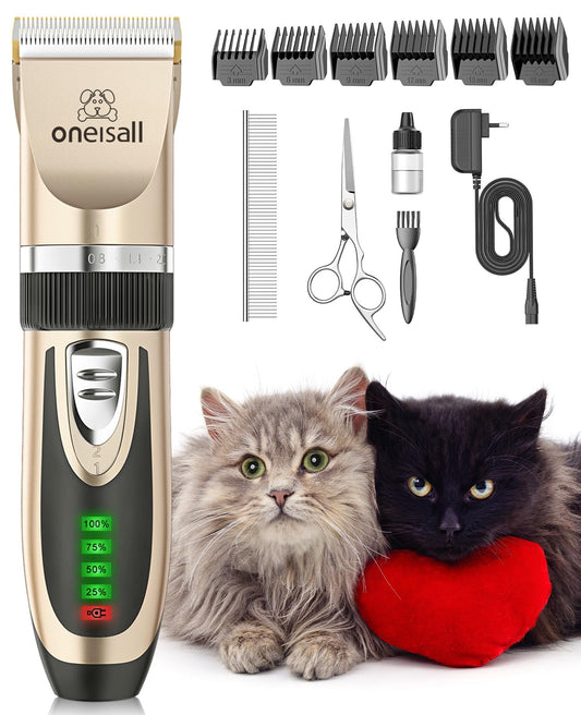 oneisall Cat Grooming Clippers for Matted Hair, 2-Speed Cordless Low Noise Pet Hair Clipper Trimmer for Dogs Cats Animals