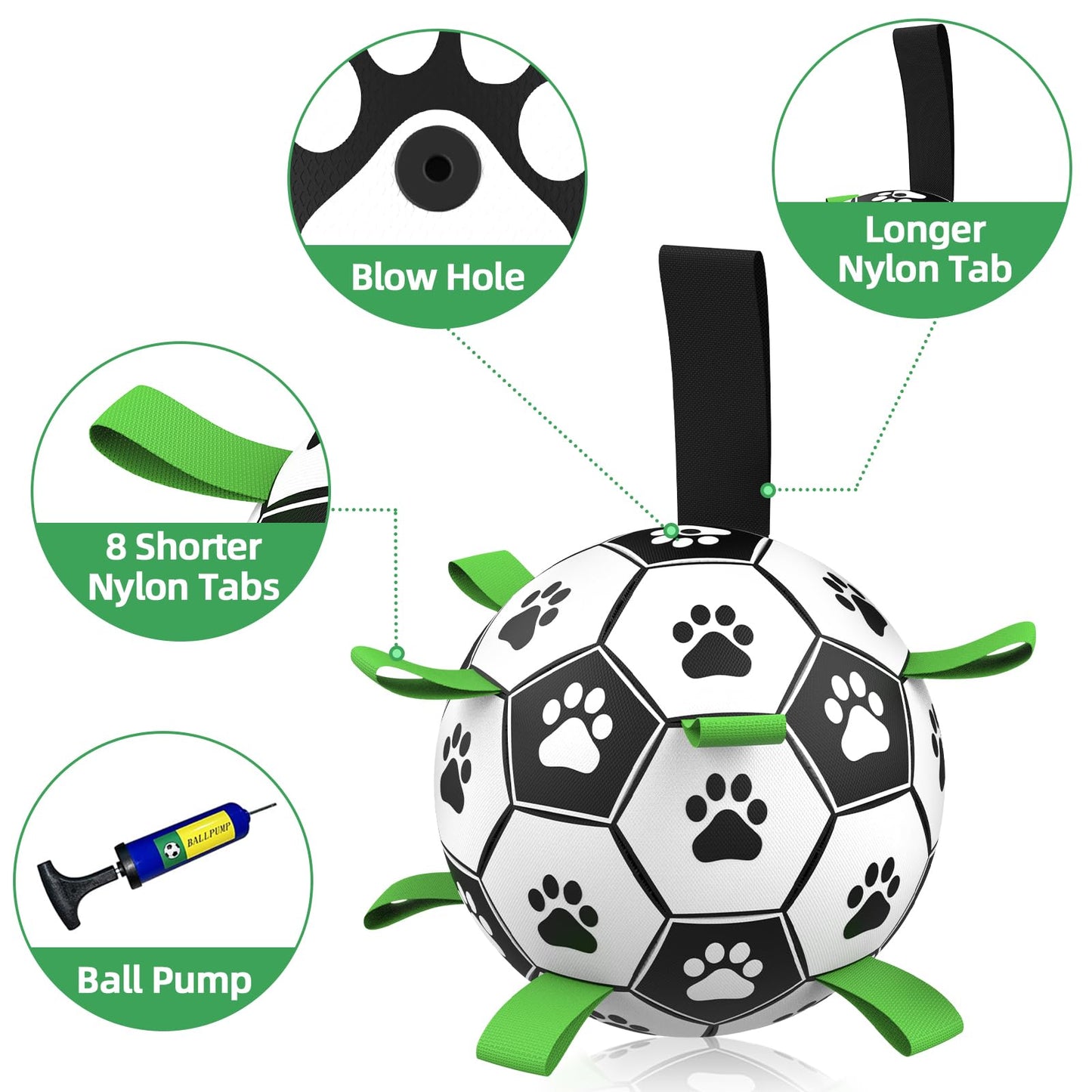 HETOO Dog Toys, Interactive Dog Football Toys with Grab Tabs, Durable Dog Balls for Small Medium Breed Dog Water Toy Indoor & Outdoor, Gift for Dogs