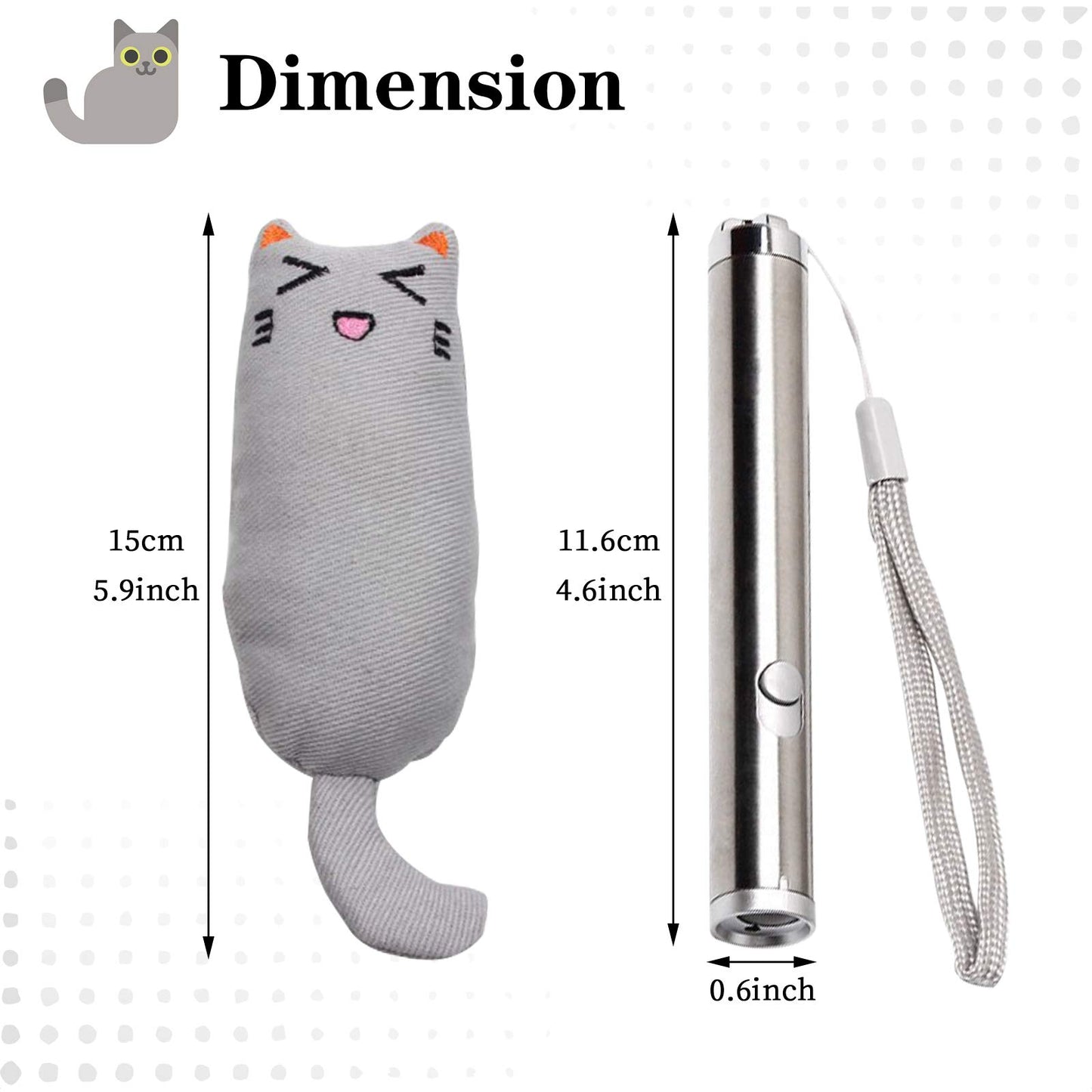 MOSNOW Cat Chase Toys,1 Pack 2 in 1 LED Pointer Cat Toys&1 Pack Cat Catnip Toys, Funny Cat Toys, Pet Interactive Toys for Pet Indoor Exercise Training Tool