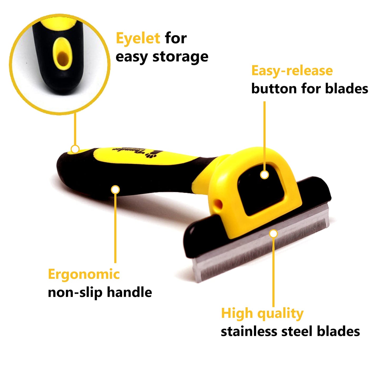 Thunderpaws Best Professional Deshedding Tool and Pet Grooming Brush – D-Shedz for Small, Medium and Large Breeds of Dogs and Cats with Short or Long Hair