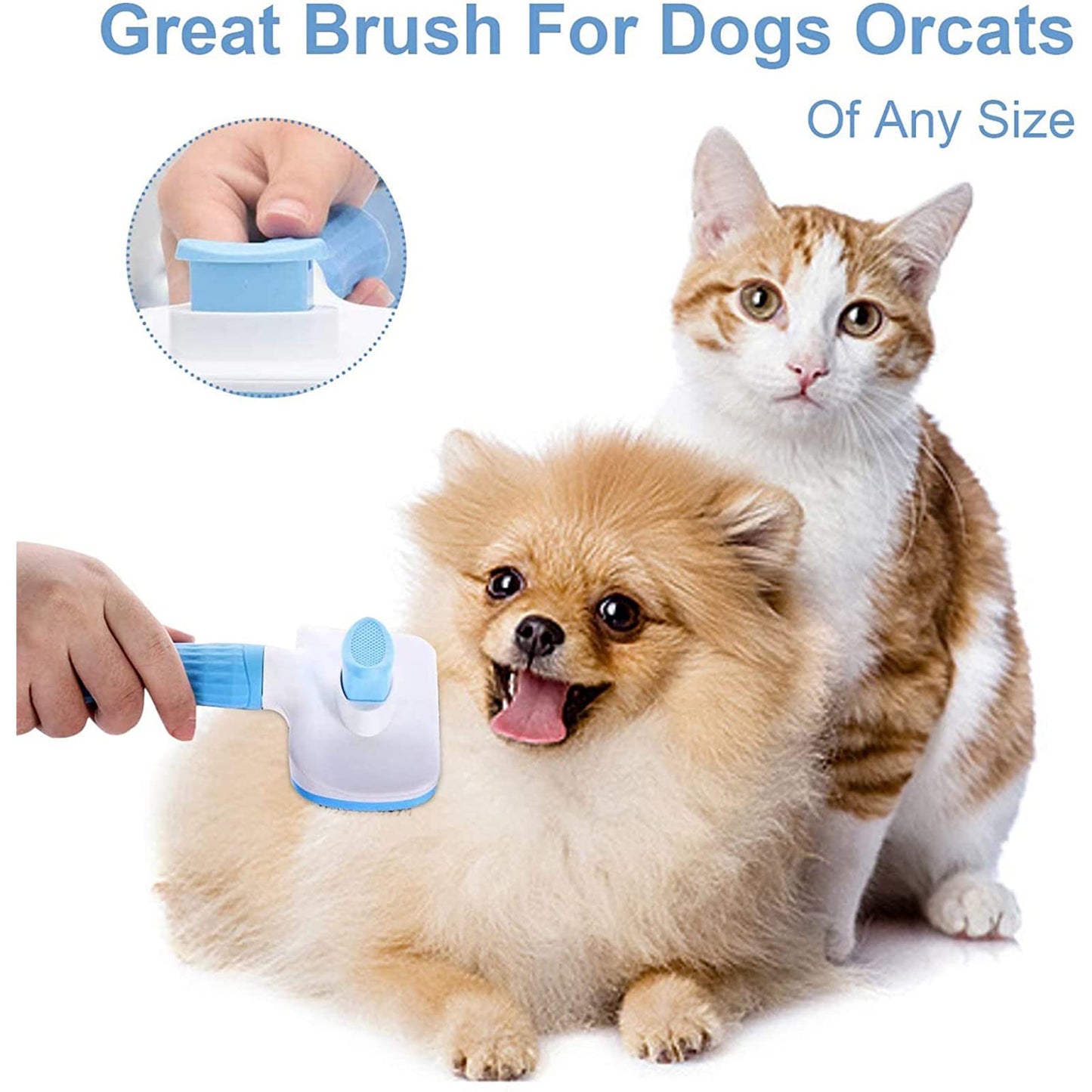 Dog Brush Cat Brush Grooming Comb,Self Cleaning Cat Dog Slicker Brushes with Smooth handle,Pet Grooming Tool with Cleaning Button for Cat Dog Shedding Brush Cat Dog Massage Clean Tangled Brush