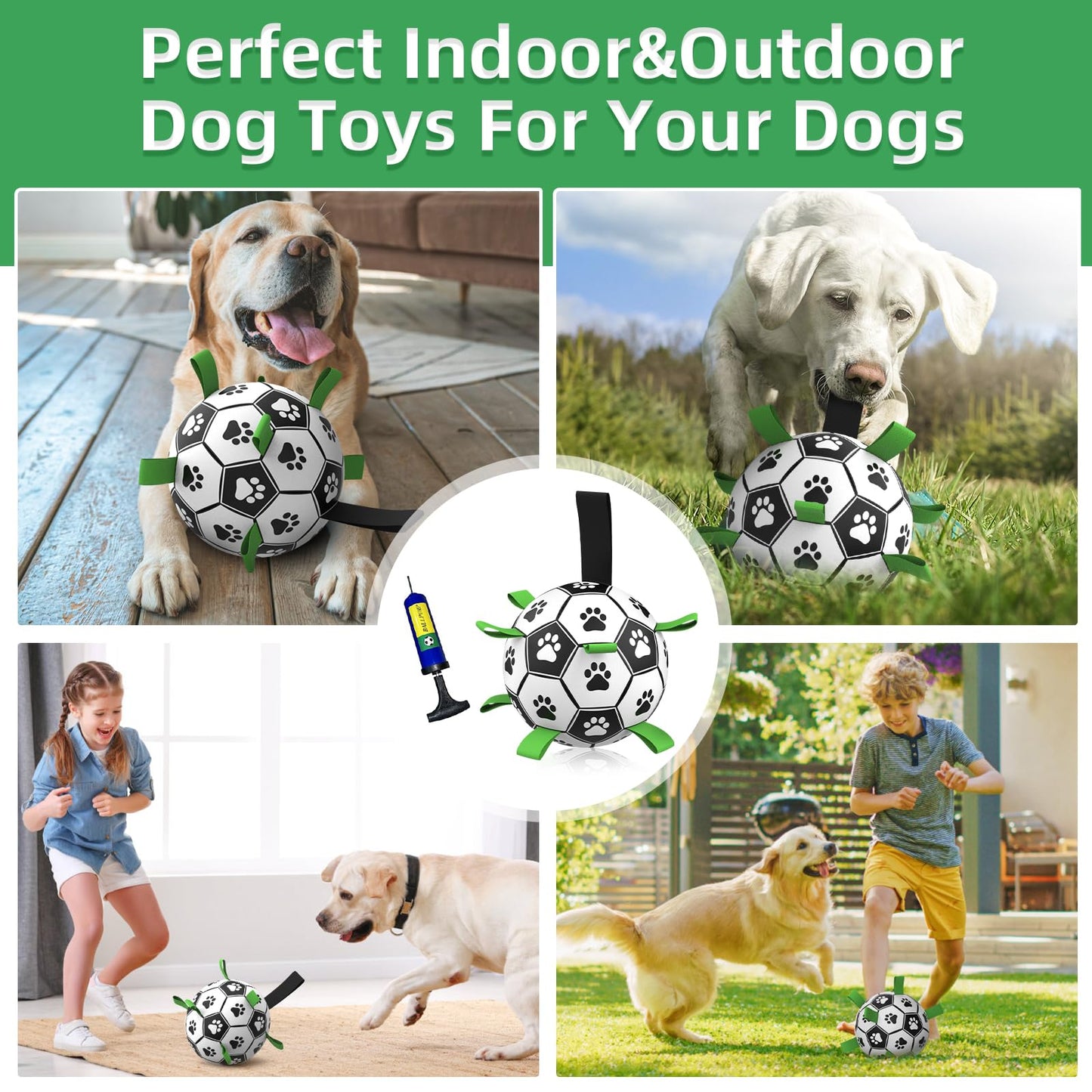 HETOO Dog Toys, Interactive Dog Football Toys with Grab Tabs, Durable Dog Balls for Small Medium Breed Dog Water Toy Indoor & Outdoor, Gift for Dogs