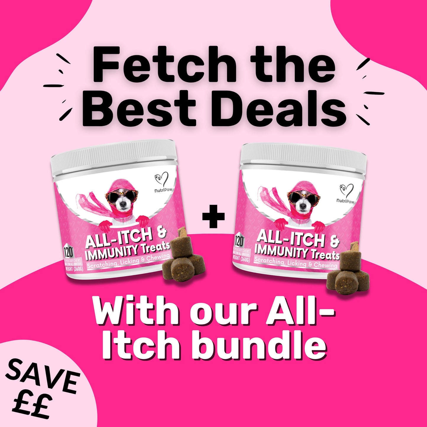 NutriPaw All-Itch Immunity Treats For Dogs - Soothe Itchy Paws, Eyes, Ears, Skin - Stop Itching, Licking, Scratching - Perfect for Small, Medium & Large Dogs - Supports Seasonal Itching
