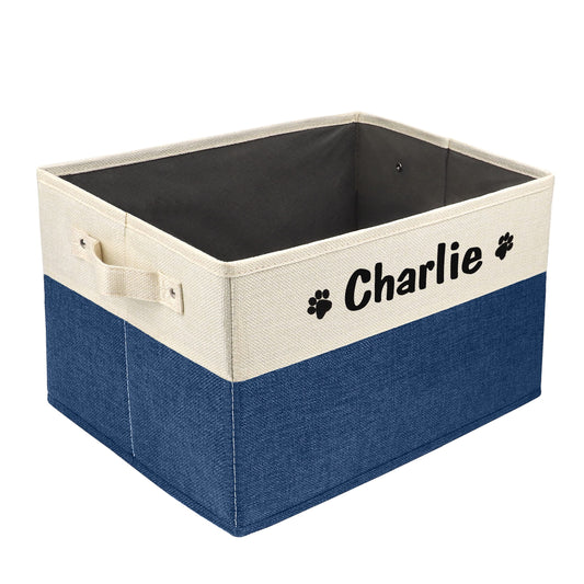 PET ARTIST Personalized Dog Toy Bin for Dog Toys Accessories - Foldable Dog Toy Basket Storage Box for Pet Toys,Dog Coat